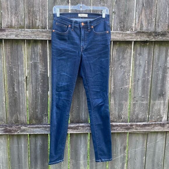 Madewell 9” High Rise Skinny Dark Wash Jeans | 27 - Picture 1 of 5